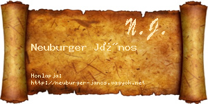Neuburger János névjegykártya